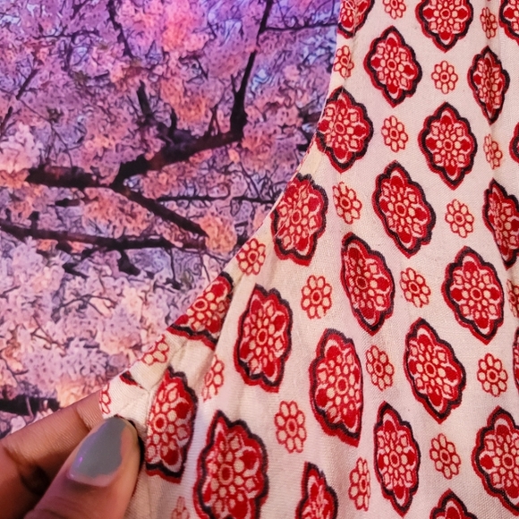 Bohemian, Red and Cream Dress - Picture 7 of 9